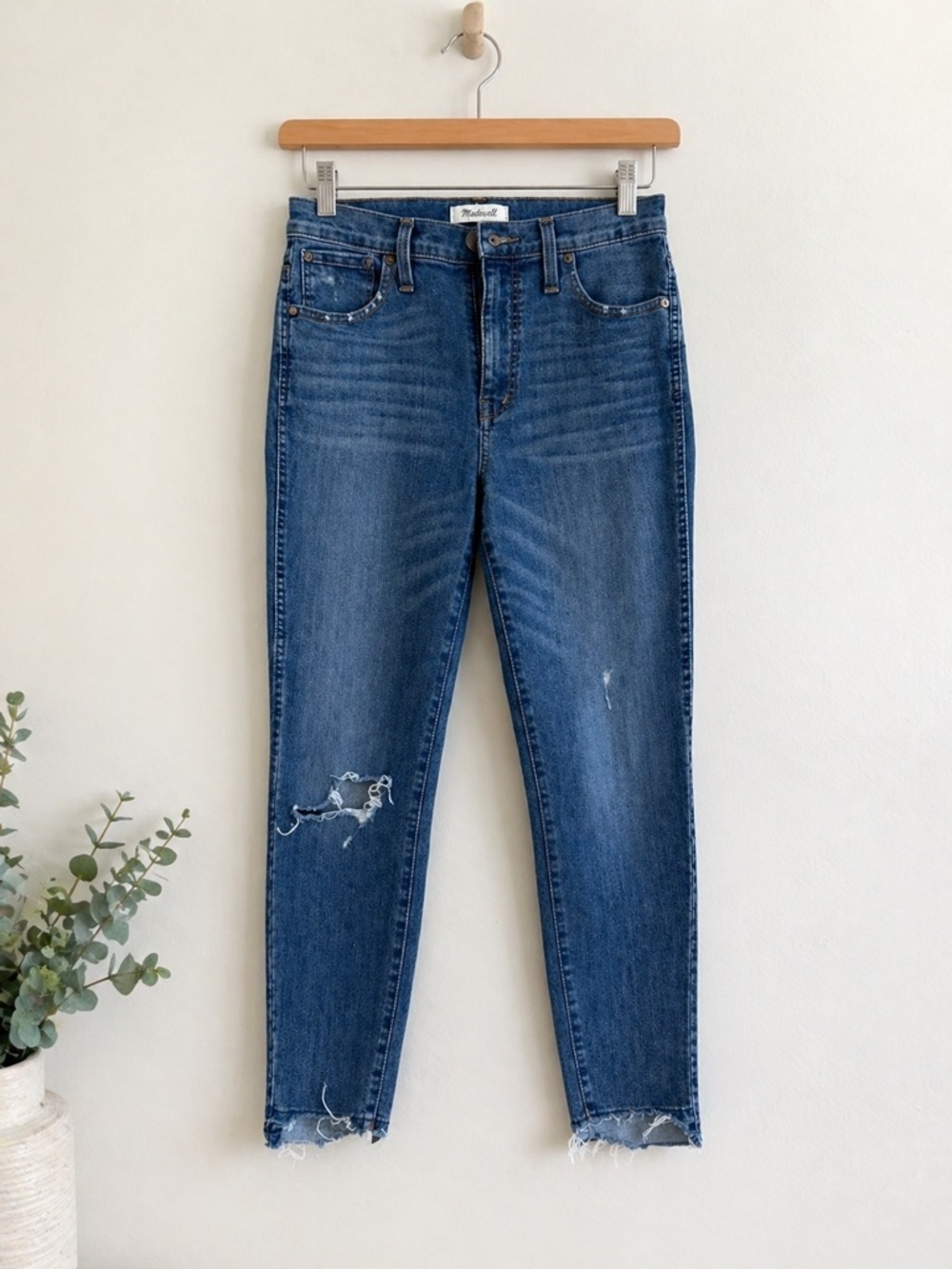 Madewell 10” High Rise Skinny Ankle Jeans Distressed Step Hem Size 26